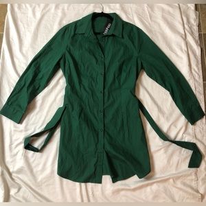 BOOHOO PLUS CHECK SELF BELTED SHIRT DRESS SIZE: 14